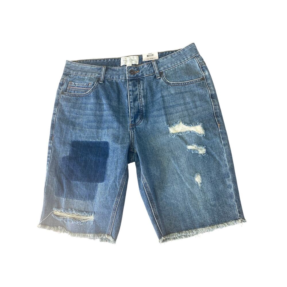 NWT Women’s Sun Stone Shorts Ocean Foam Wash Denim Distressed  Shorts 34